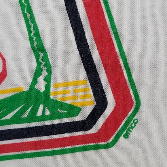 Vintage 90s Aruba Raglan Shirt S/M 19x23 Cropped Tropical USA - Picture 11 of 13